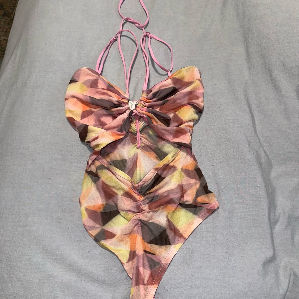 Geometric Multicolor Bodysuit Urban Outfitters